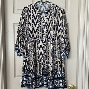 Made in Italy Navy and White Patterned oversized Women's Dress